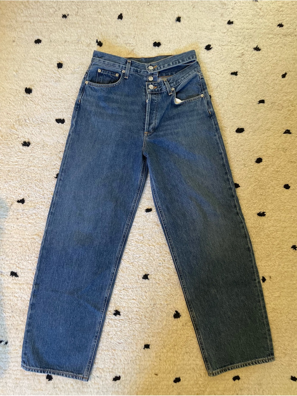 Agolde Classic High-Waist Straight Leg Blue Jeans
